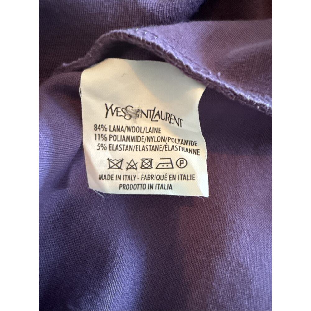 YSL Yves Saint Laurent Dress Aubergine Wool Blend Sleeveless FR36 Vintage XS - Picture 9 of 11